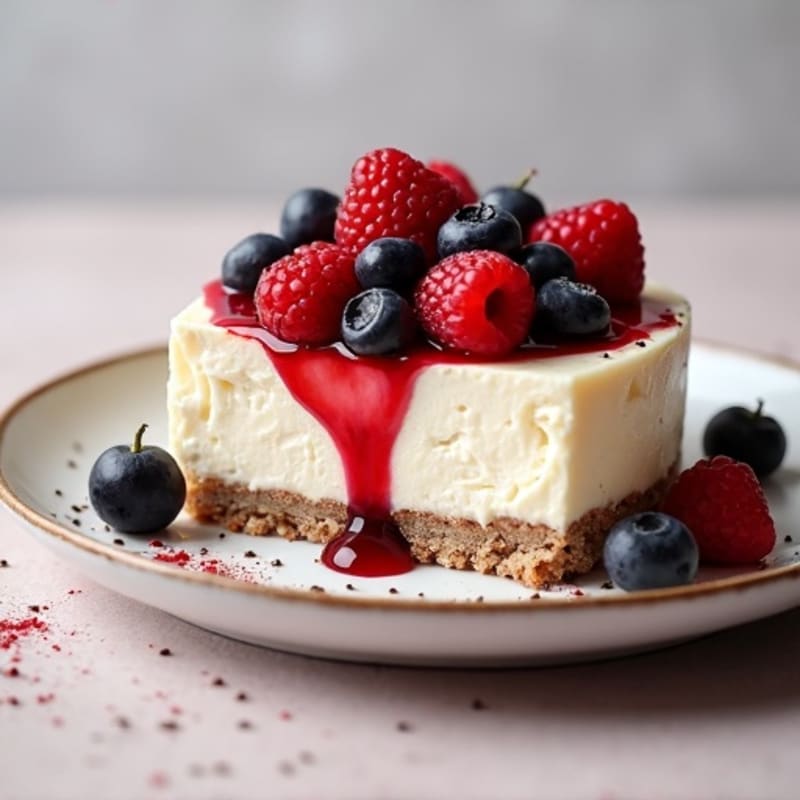 Creamy Greek Yogurt Protein Cheesecake with Mixed Berries