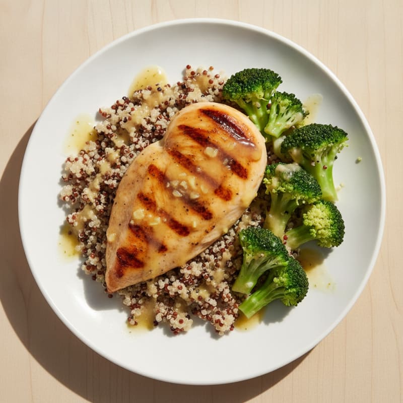 Grilled Chicken Breast with Quinoa and Steamed Broccoli