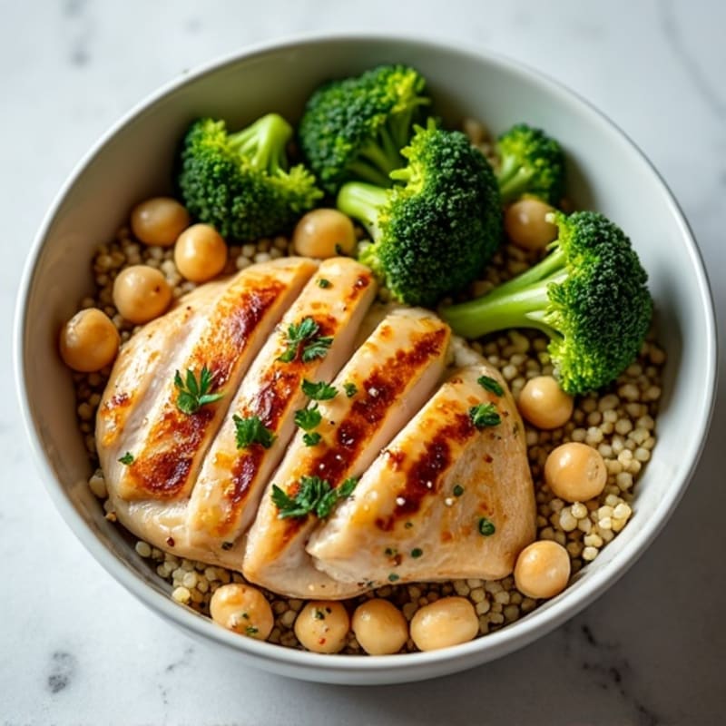 Grilled Chicken and Quinoa Bowl with Roasted Broccoli