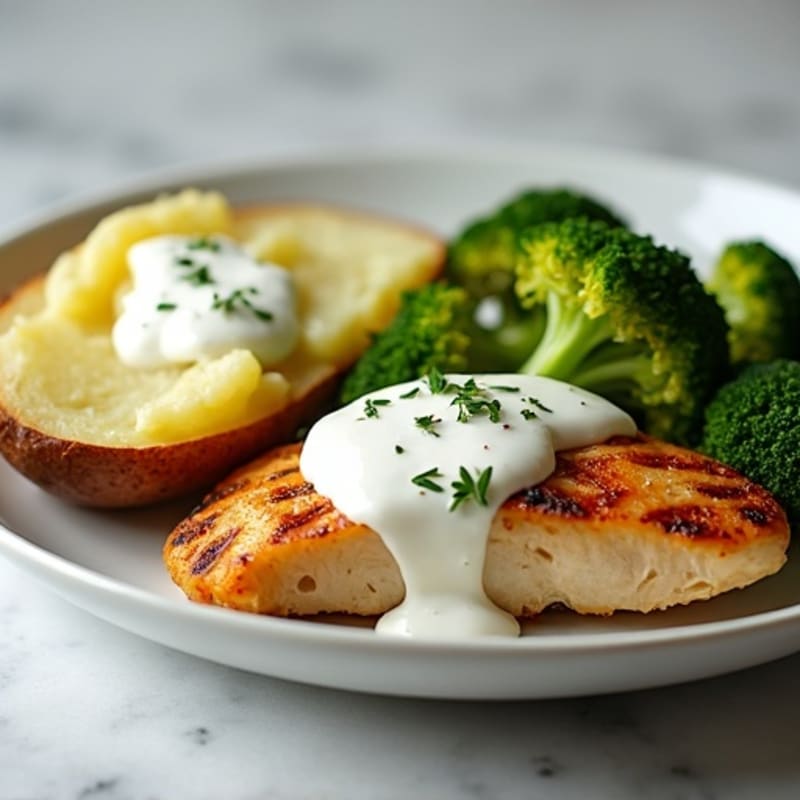Creamy Chicken and Roasted Broccoli Baked Potato