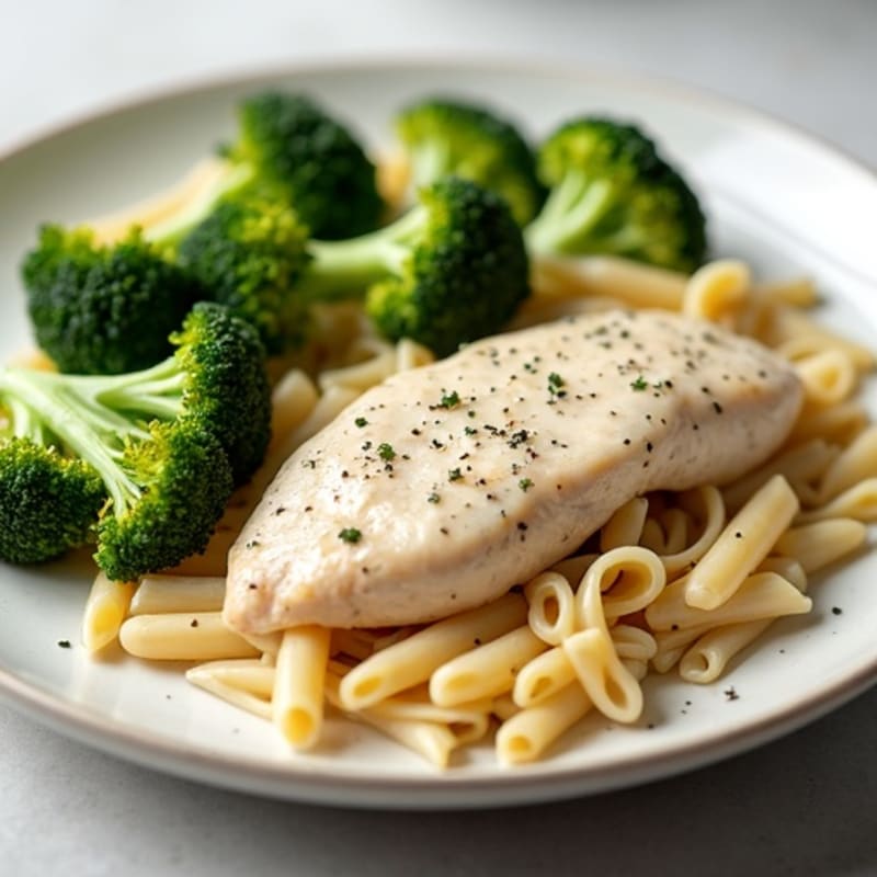 Creamy Chicken Alfredo with Roasted Broccoli