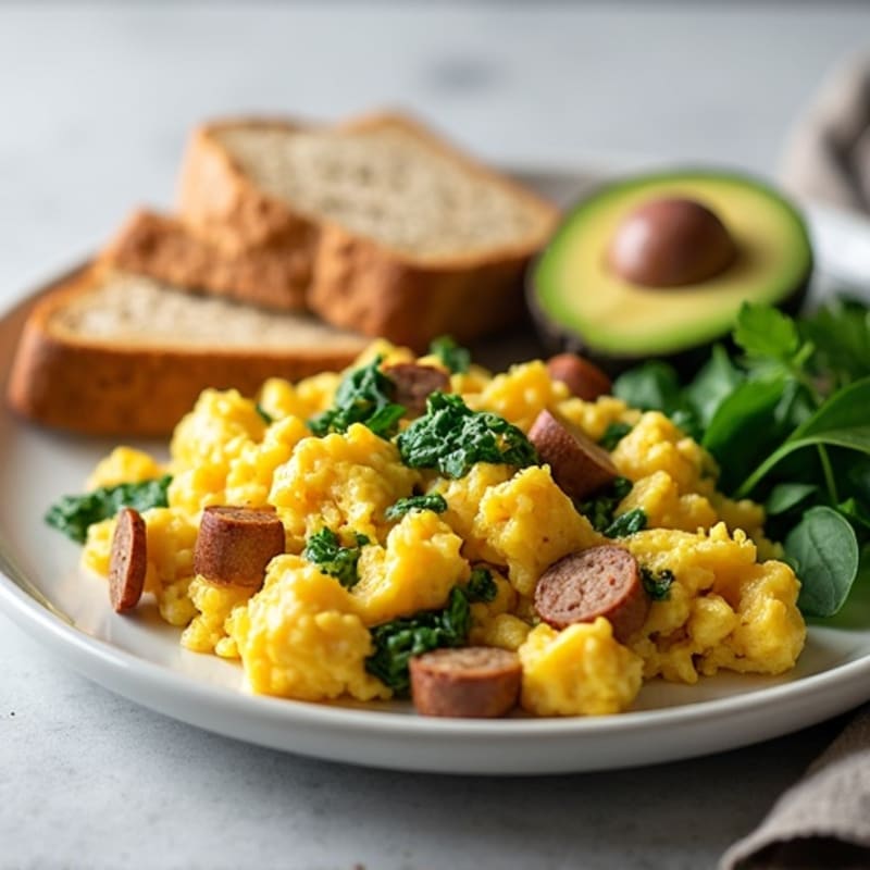 Egg White and Turkey Sausage Scramble with Spinach