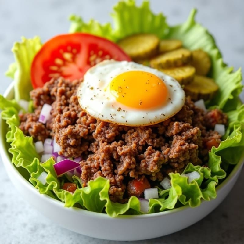 Healthy Lean Ground Beef Big Mac Bowl