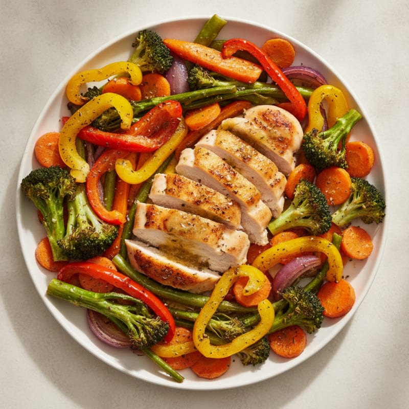 Sheet Pan Roasted Chicken and Rainbow Vegetables