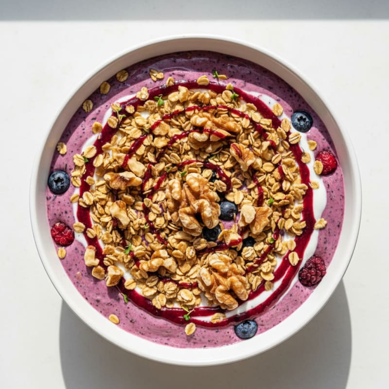 Silky Protein Fruit Smoothie Bowl with Chopped Nuts
