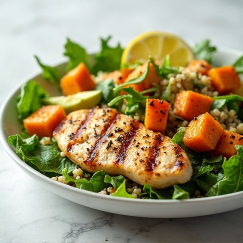 Grilled Chicken Salad with Roasted Sweet Potato and Avocado