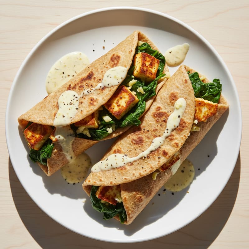 Paneer and Spinach Roti Wraps