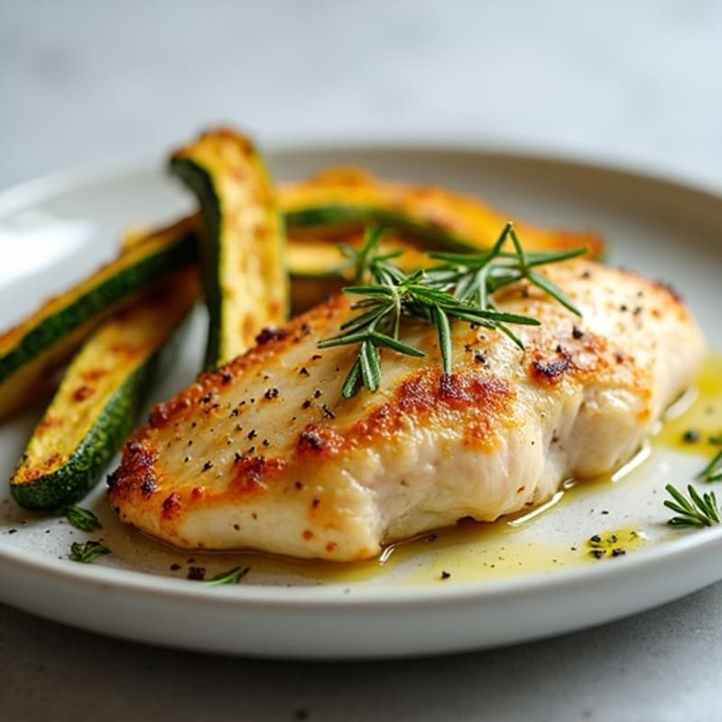 Garlic Herb Chicken with Crispy Roasted Zucchini Sticks