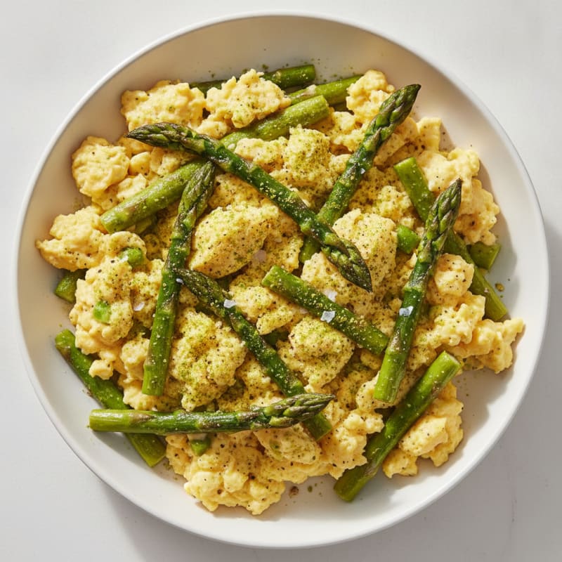 Scrambled Eggs with Roasted Asparagus