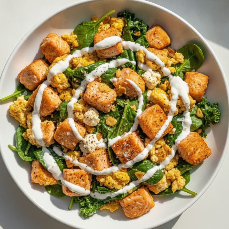 Pan-Seared Salmon Stir-Fry with Eggs