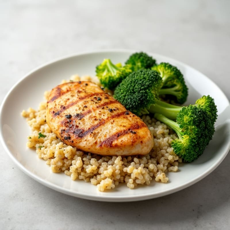 Grilled Chicken Breast with Quinoa and Steamed Broccoli