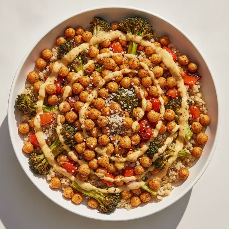 Roasted Vegetable and Chickpea Grain Bowl