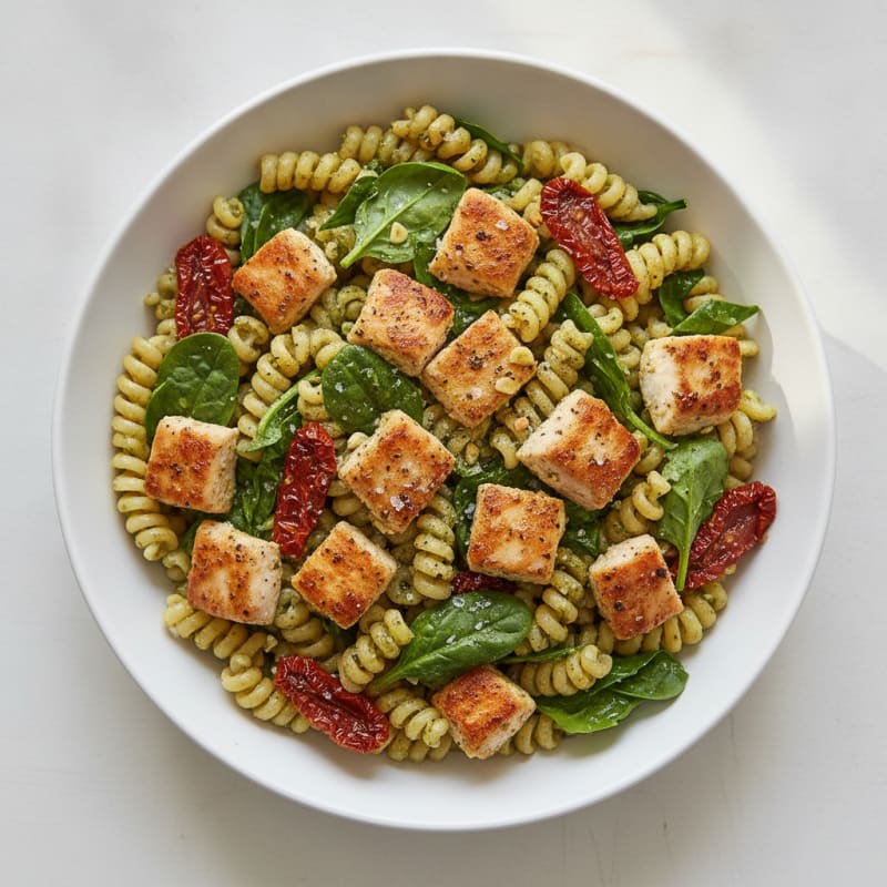 Pesto Chicken Pasta with Sun-Dried Tomatoes