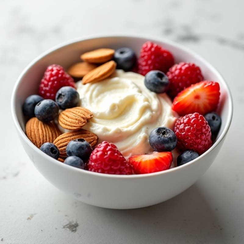 Cottage Cheese and Berry Protein Bowl with Almonds