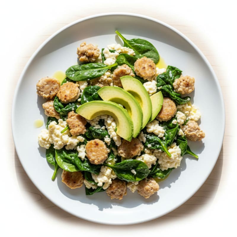 Egg White and Turkey Sausage Scramble with Spinach