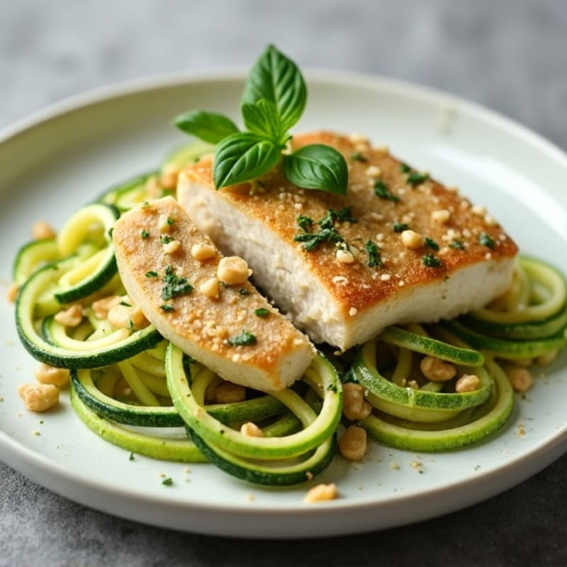 Creamy Pesto Chicken with Zucchini Noodles