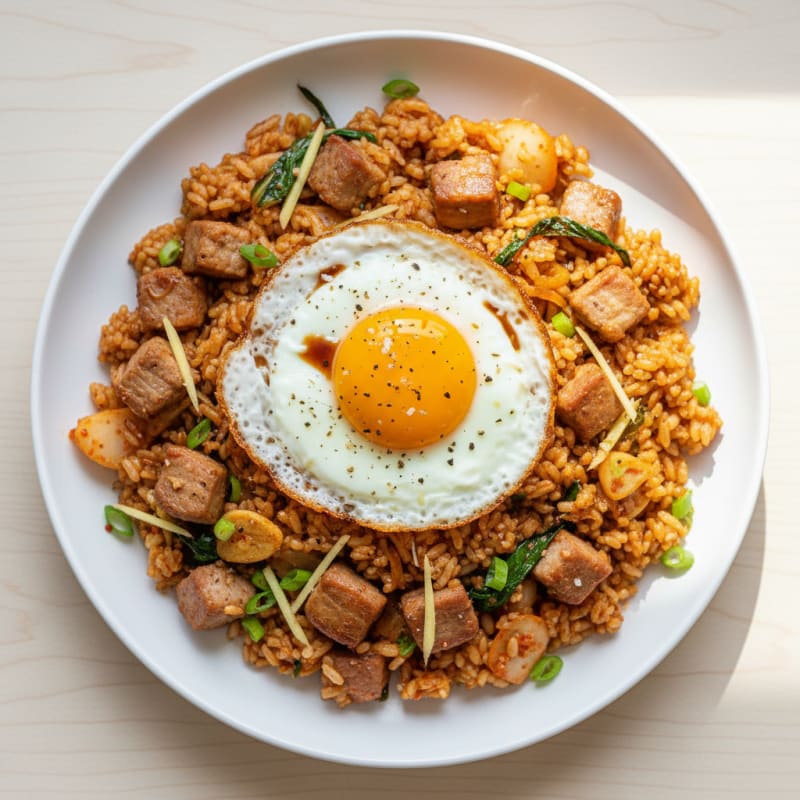 Kimchi Fried Rice with Pork Belly
