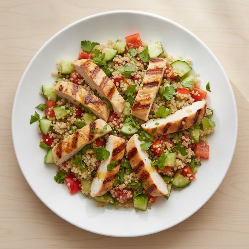 Grilled Chicken and Quinoa Salad with Crunchy Vegetables