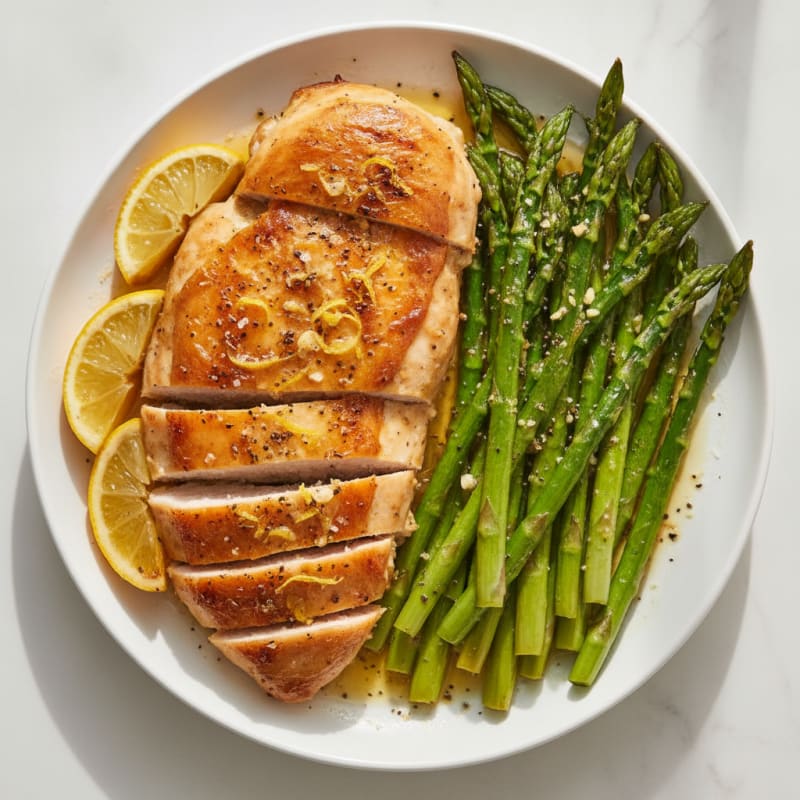 Lemon Herb Roasted Chicken with Asparagus