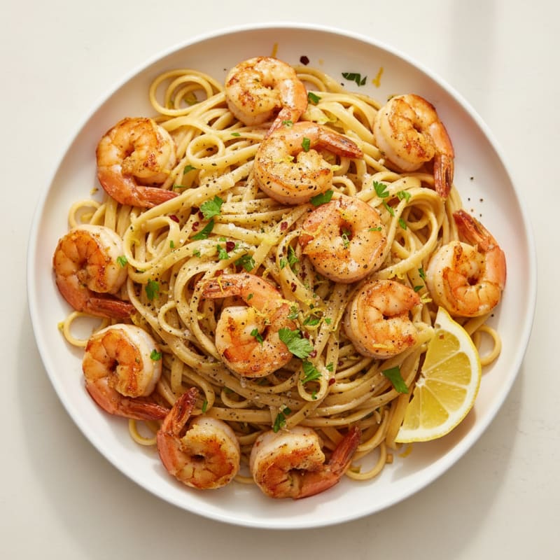 Garlic Butter Shrimp Scampi with Linguine