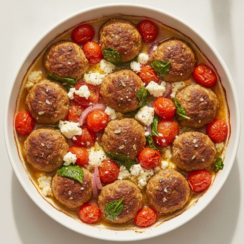 Lamb and Feta Meatball Bake