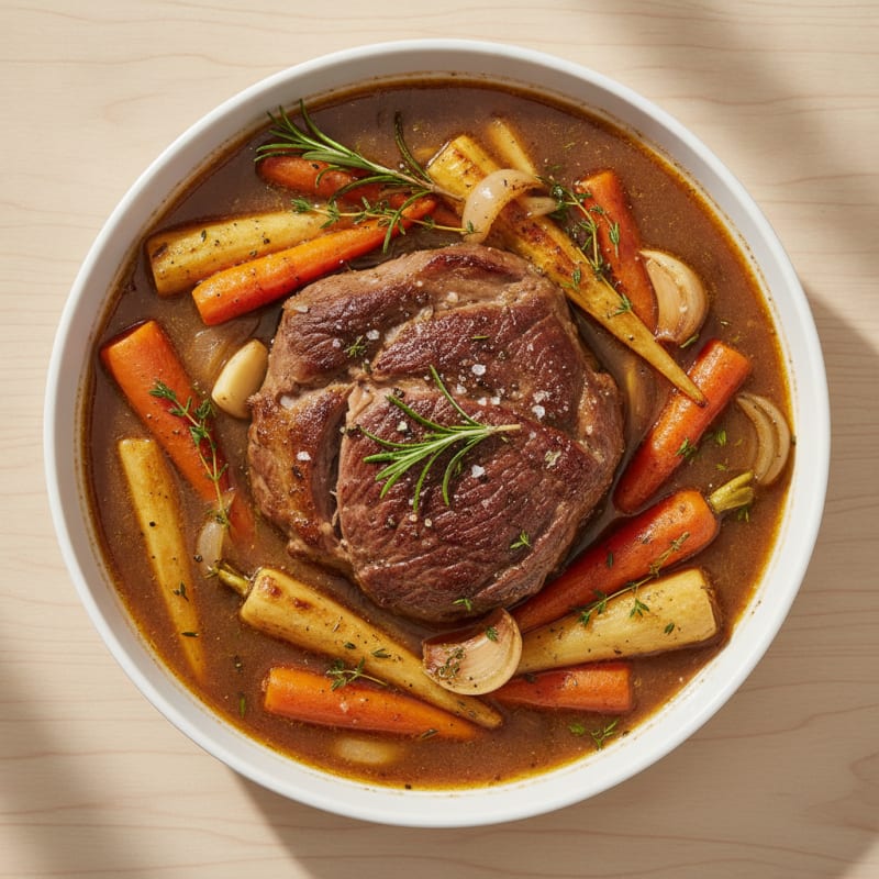 Slow-Cooked Beef Shoulder with Root Vegetables