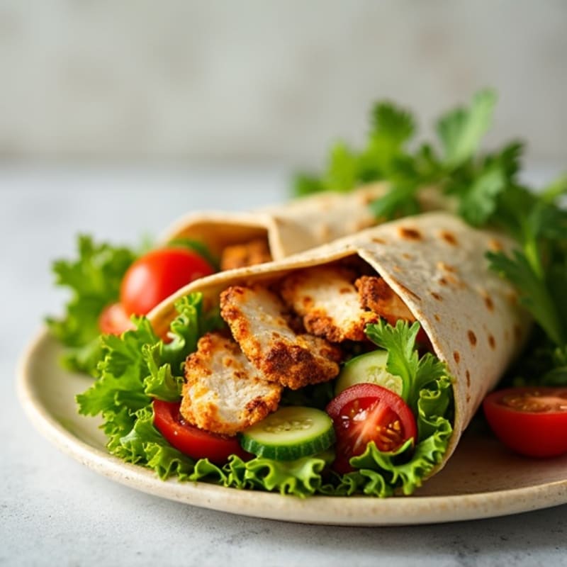Crispy Chicken and Fresh Vegetable Wrap with Zesty Herb Vinaigrette