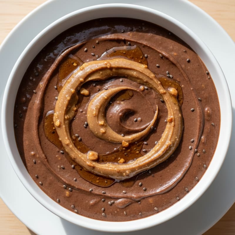 Silky Chocolate Protein Pudding with Almond Butter Swirl