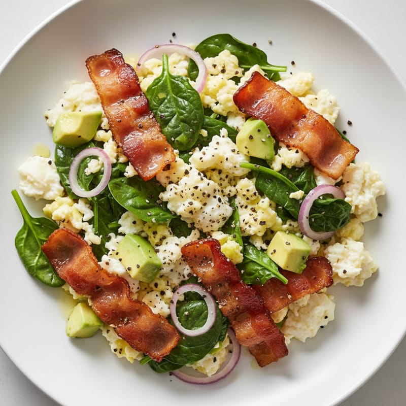 Egg White Scramble with Spinach and Turkey Bacon