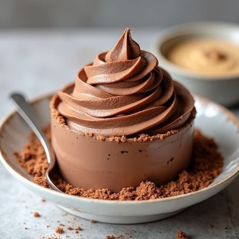 Chocolate Protein Mousse with Almond Butter Swirl