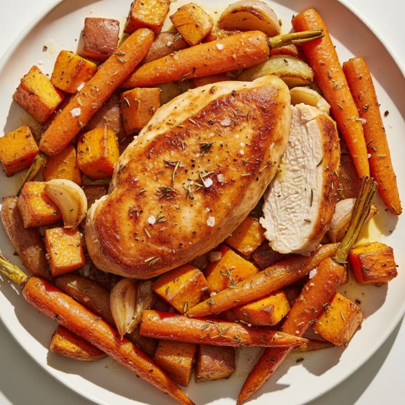 Garlic Herb Roasted Chicken with Root Vegetables