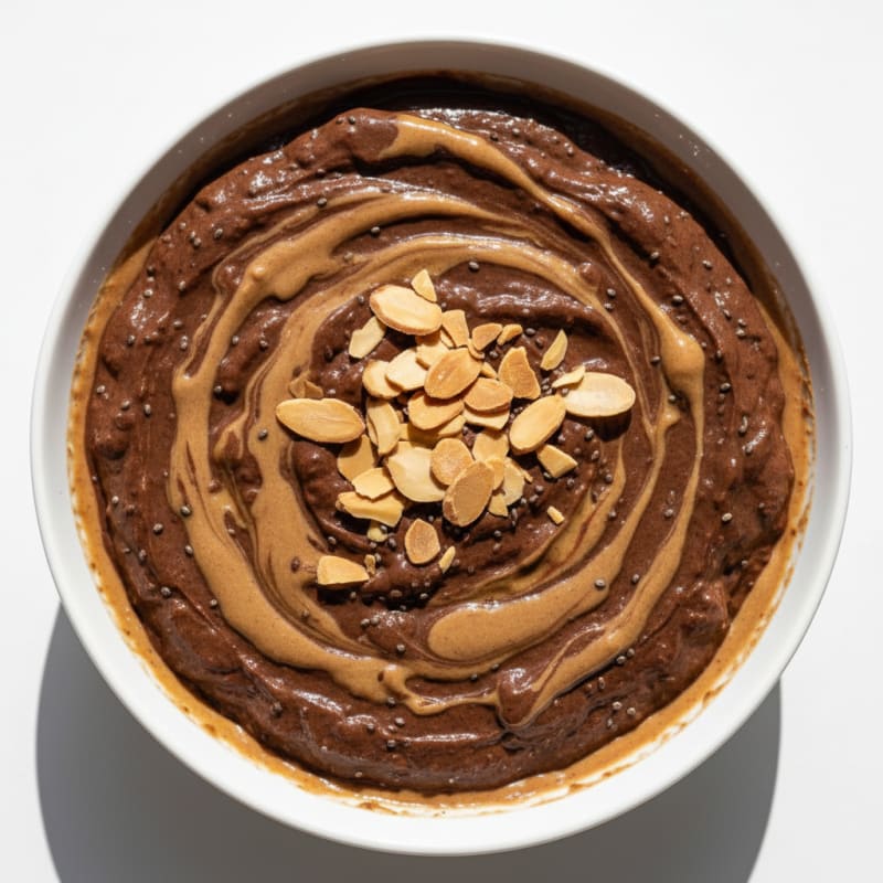 Silky Chocolate Protein Pudding with Almond Butter Swirl