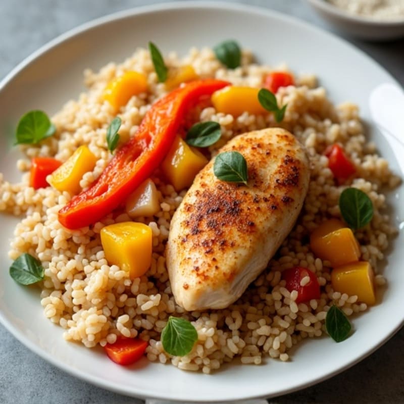 Tender Saffron Chicken and Rice Skillet with Sweet Bell Peppers