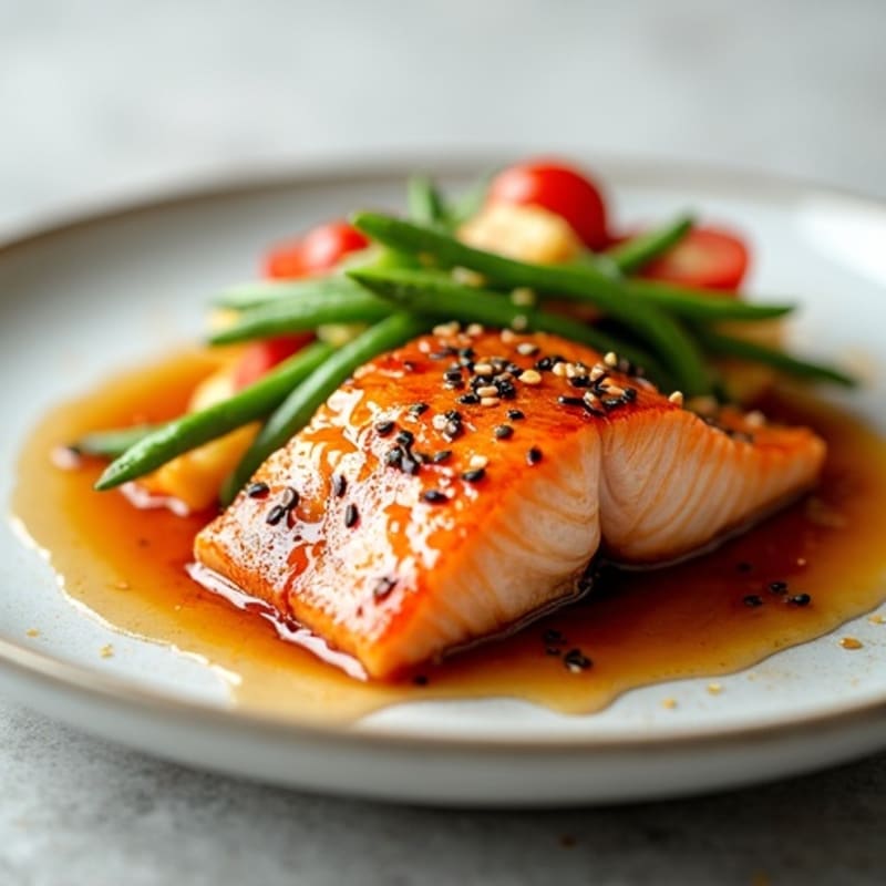 Honey-Ginger Glazed Salmon with Sesame Vegetables