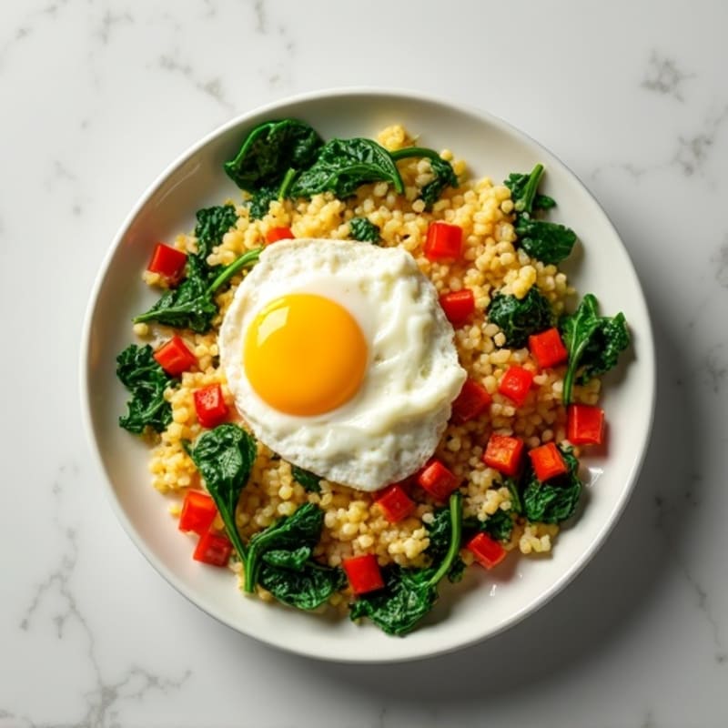 Egg White and Cottage Cheese Scramble with Spinach and Bell Peppers