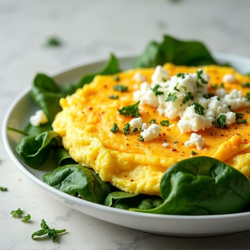 Creamy Scrambled Eggs with Fresh Spinach and Feta