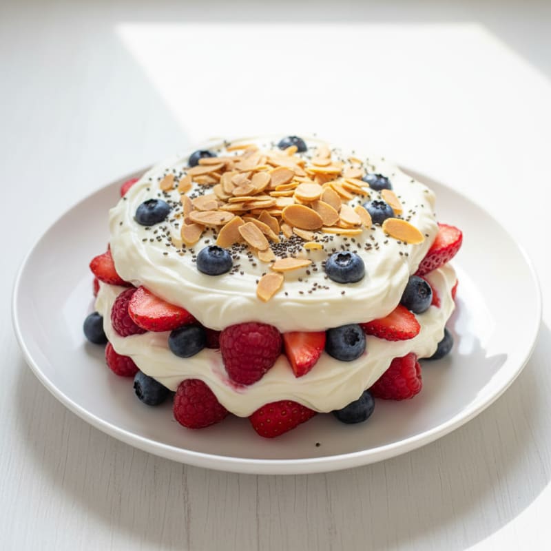 Greek Yogurt Protein Parfait with Mixed Berries and Almonds