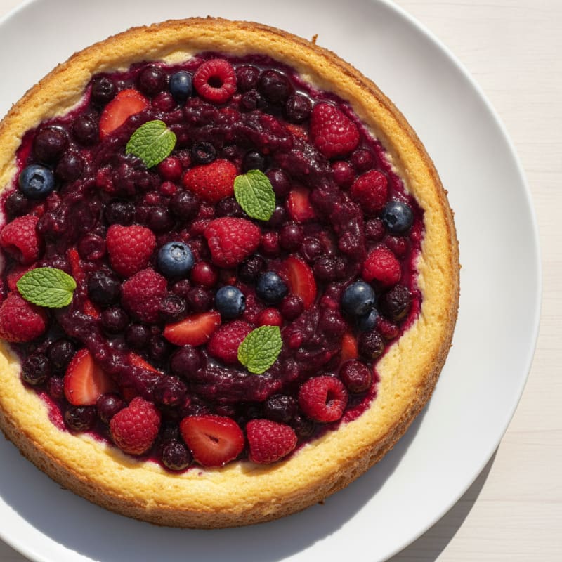 Greek Yogurt Protein Cheesecake with Mixed Berries