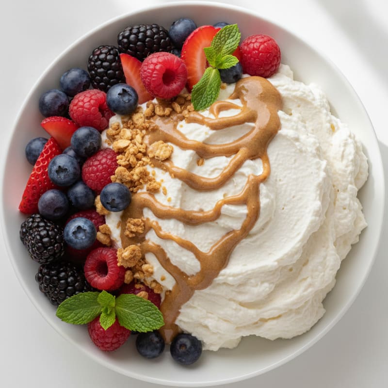 Greek Yogurt Protein Mousse with Mixed Berries