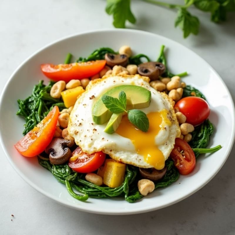 Egg White Veggie Scramble with Cottage Cheese