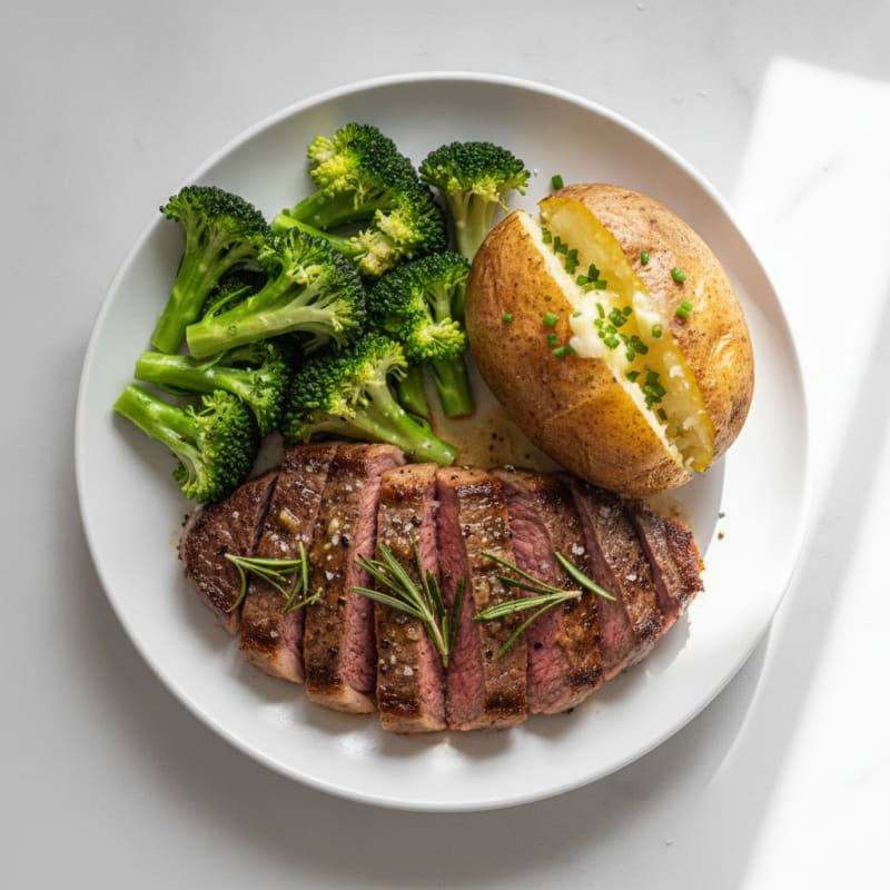 Garlic Herb Steak with Baked Potato