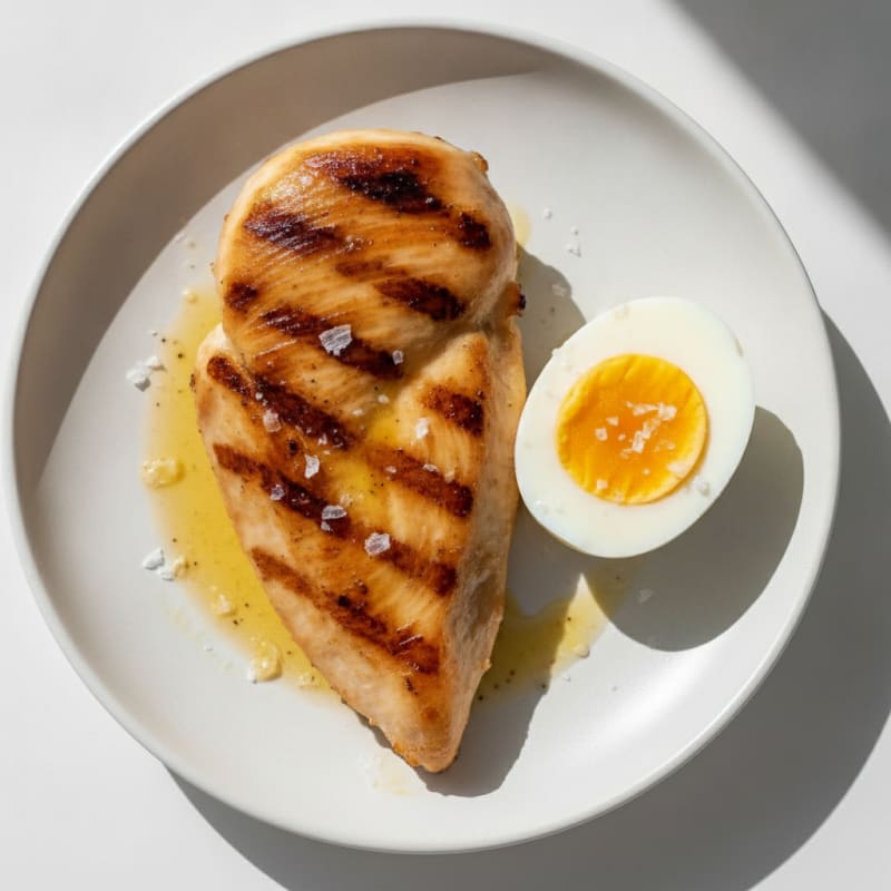 Grilled Chicken Breast with Hard-Boiled Eggs