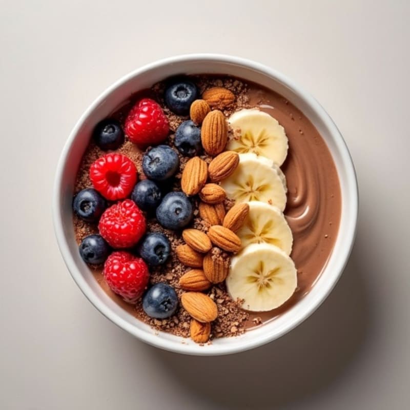Creamy Chocolate Protein Smoothie Bowl with Crunchy Toasted Almonds