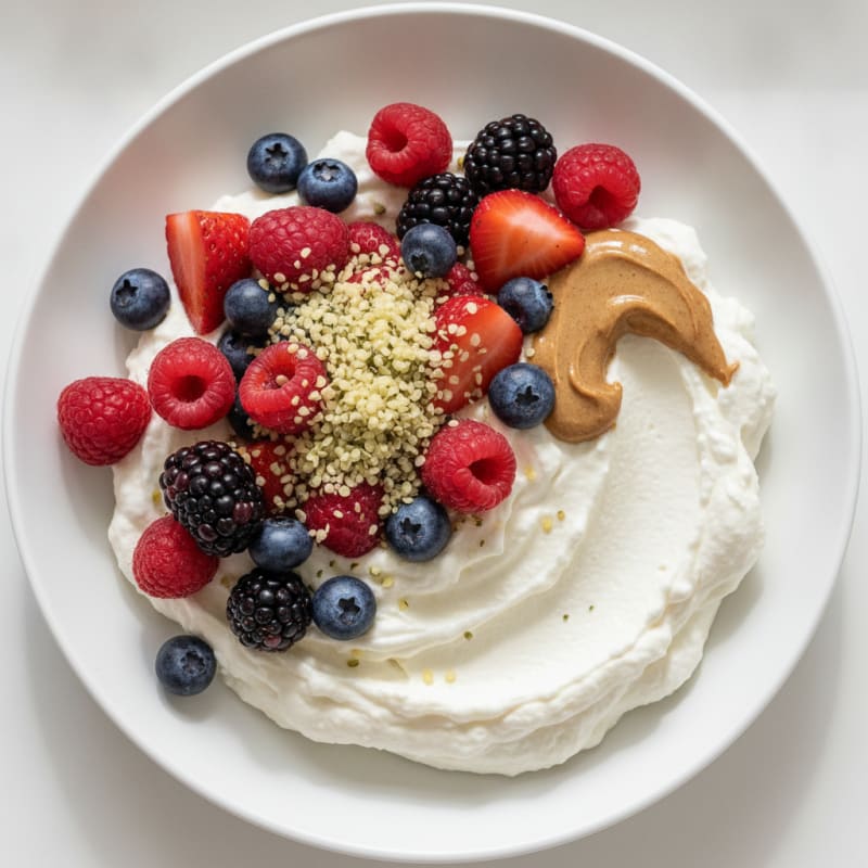 Silky Greek Yogurt Protein Pudding with Mixed Berries