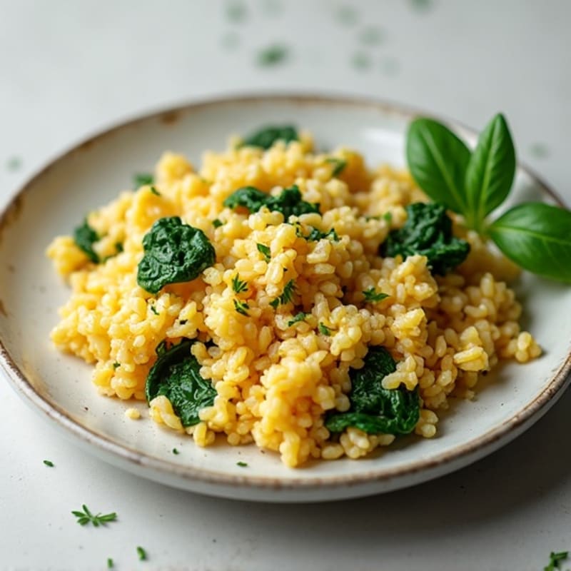 Egg White and Brown Rice Scramble with Spinach