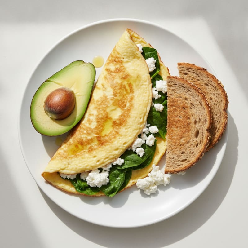 Egg White Omelet with Cottage Cheese and Spinach