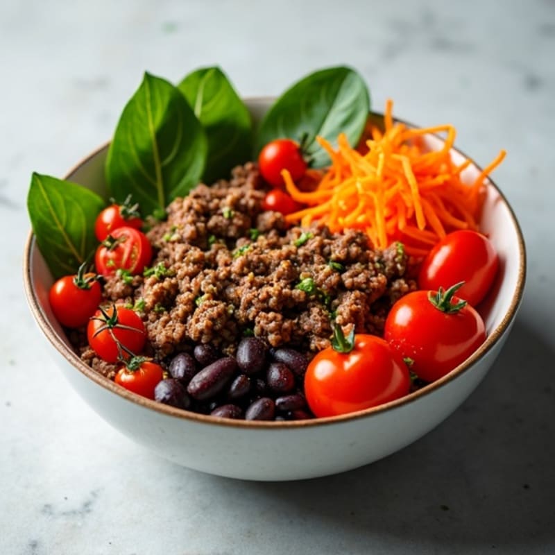 Seasoned Ground Beef and Fresh Veggie Bowl