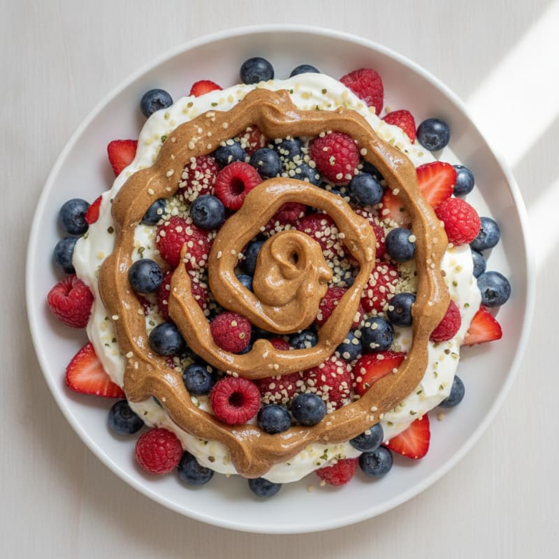 Greek Yogurt Protein Parfait with Mixed Berries and Almond Butter
