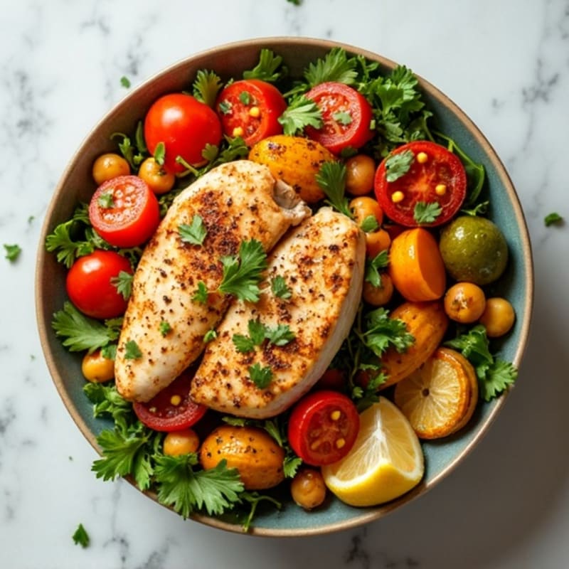 Herb-Spiced Chicken Shawarma Bowl with Roasted Vegetables