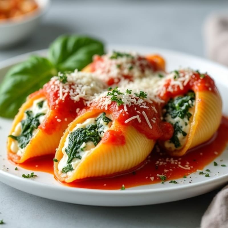 Baked Creamy Spinach Ricotta Stuffed Shells